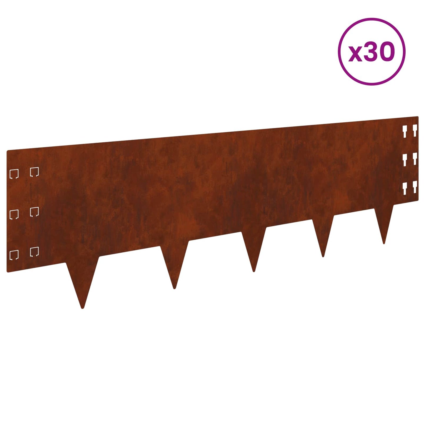 Lawn Edging 30 pcs 100 x 30 cm Steel Rusty