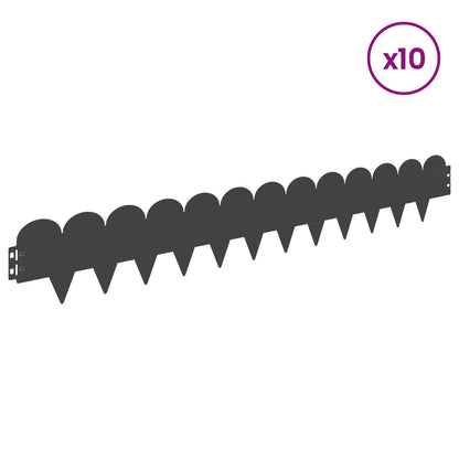 Lawn Edging 10 pcs 103 x 15 cm Steel Black
