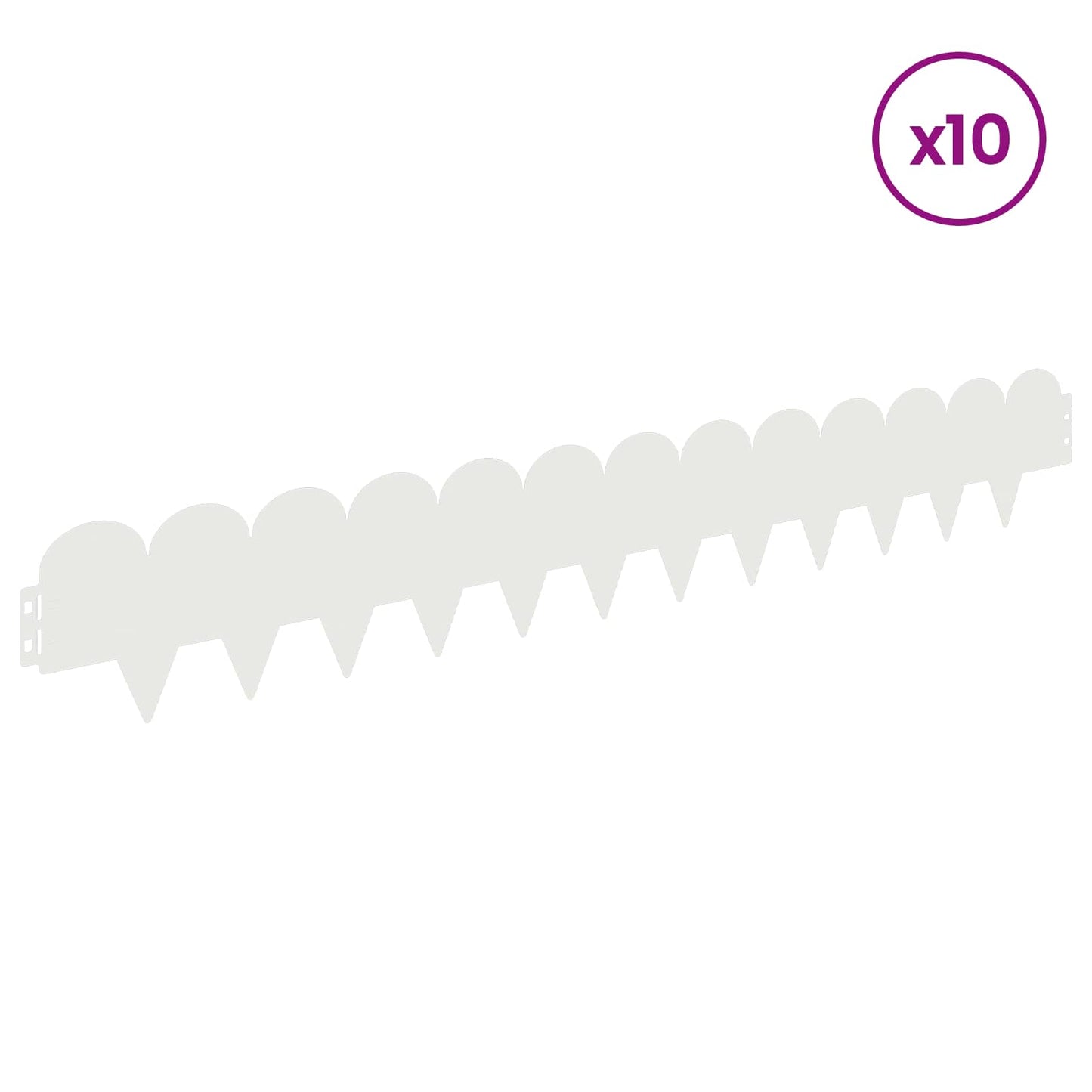 Lawn Edging 10 pcs 103 x 15 cm Steel White