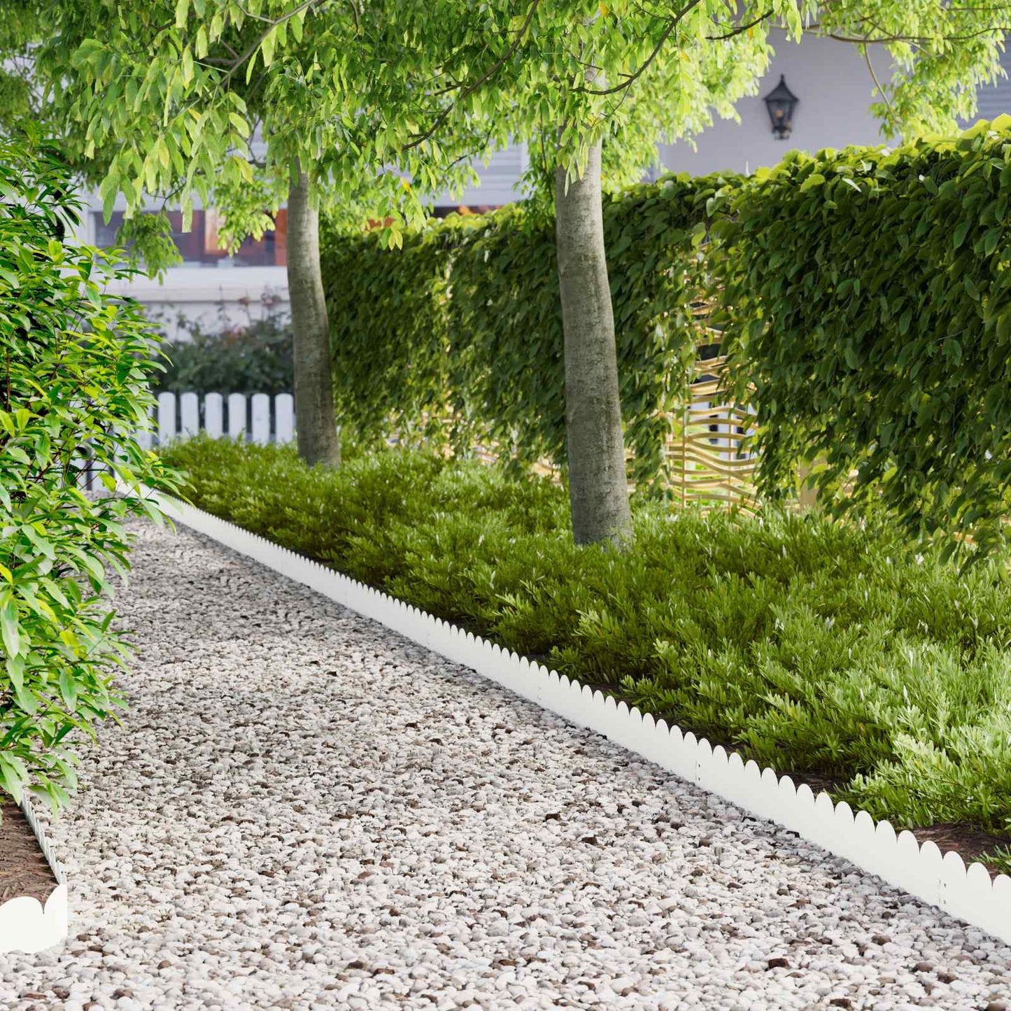 Lawn Edging 30 pcs 103 x 15 cm Steel White