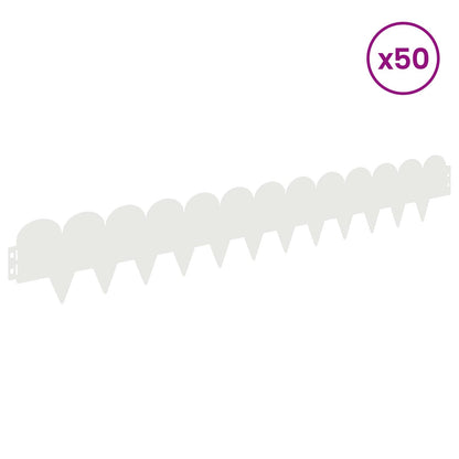 Lawn Edging 50 pcs 103 x 15 cm Steel White