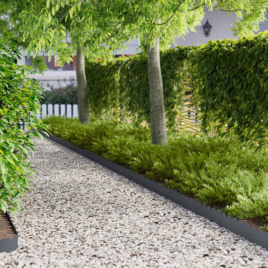 Lawn Edging 50 pcs 103 x 15 cm Steel Anthracite