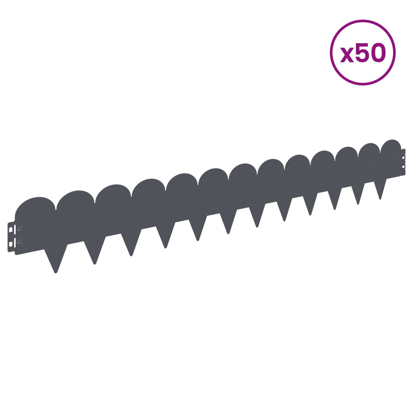Lawn Edging 50 pcs 103 x 15 cm Steel Anthracite