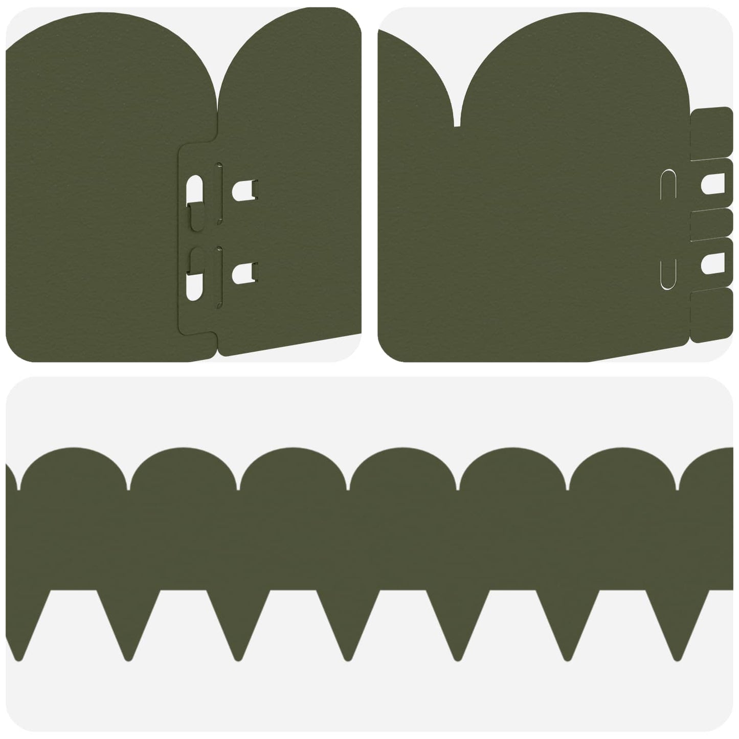Lawn Edging 10 pcs 103 x 15 cm Steel Olive Green