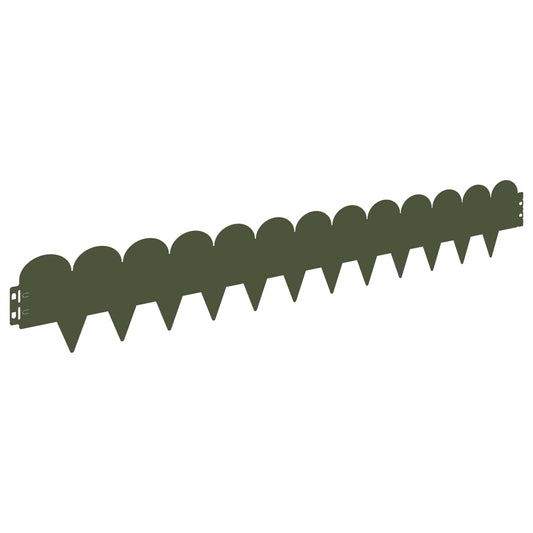 Lawn Edging 10 pcs 103 x 15 cm Steel Olive Green