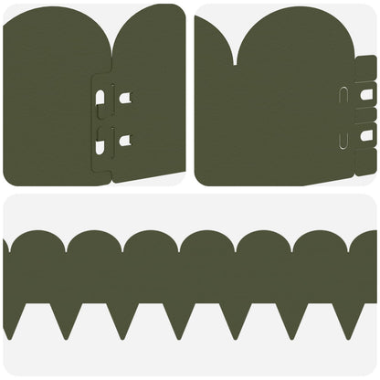 Lawn Edging 20 pcs 103 x 15 cm Steel Olive Green