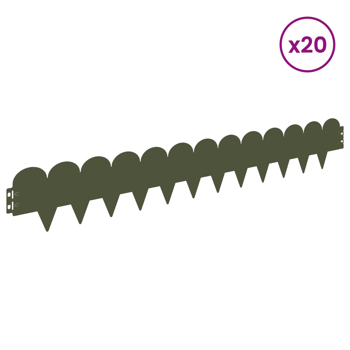Lawn Edging 20 pcs 103 x 15 cm Steel Olive Green