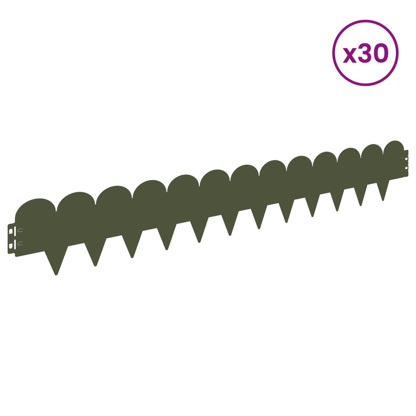 Lawn Edging 30 pcs 103 x 15 cm Steel Olive Green