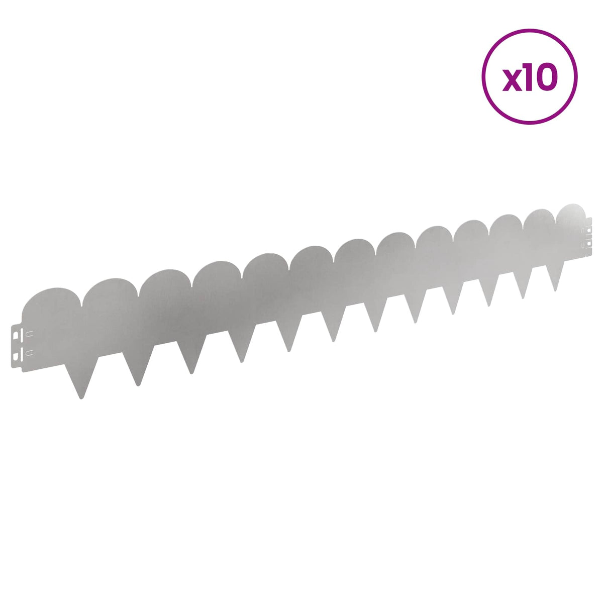 Lawn Edging 10 pcs 103 x 15 cm Steel Silver