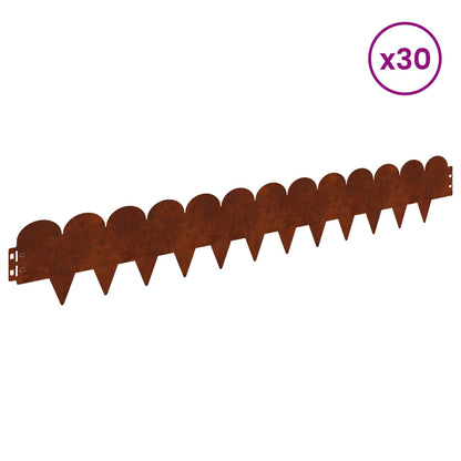 Lawn Edging 30 pcs 103 x 15 cm Steel Rusty
