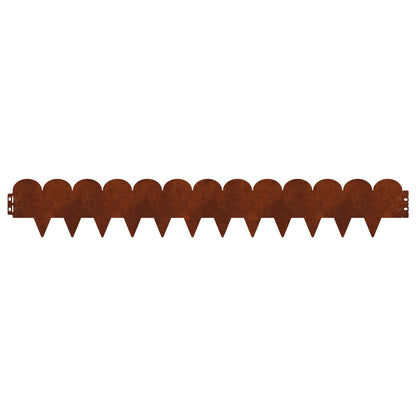 Lawn Edging 50 pcs 103 x 15 cm Steel Rusty