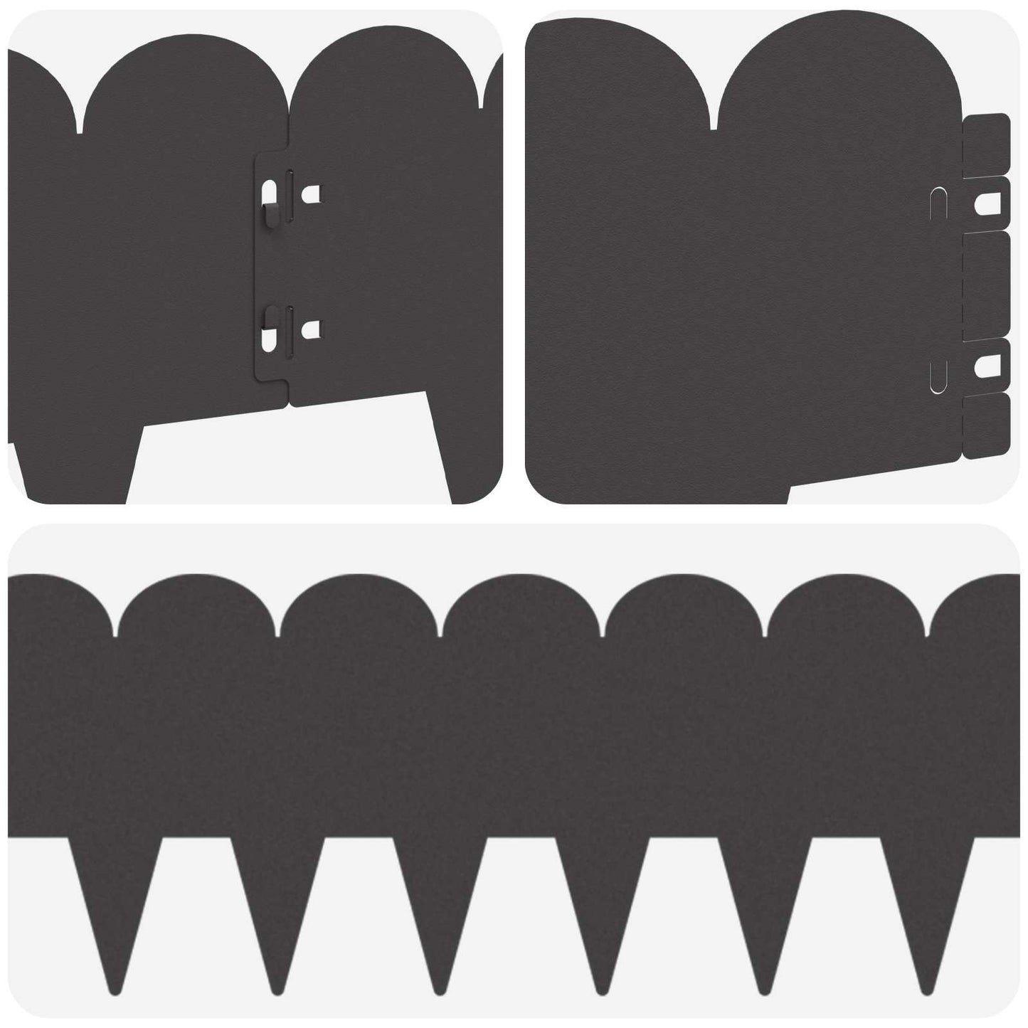 Lawn Edging 30 pcs 103 x 20 cm Steel Black
