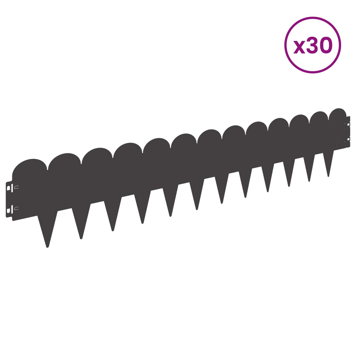 Lawn Edging 30 pcs 103 x 20 cm Steel Black