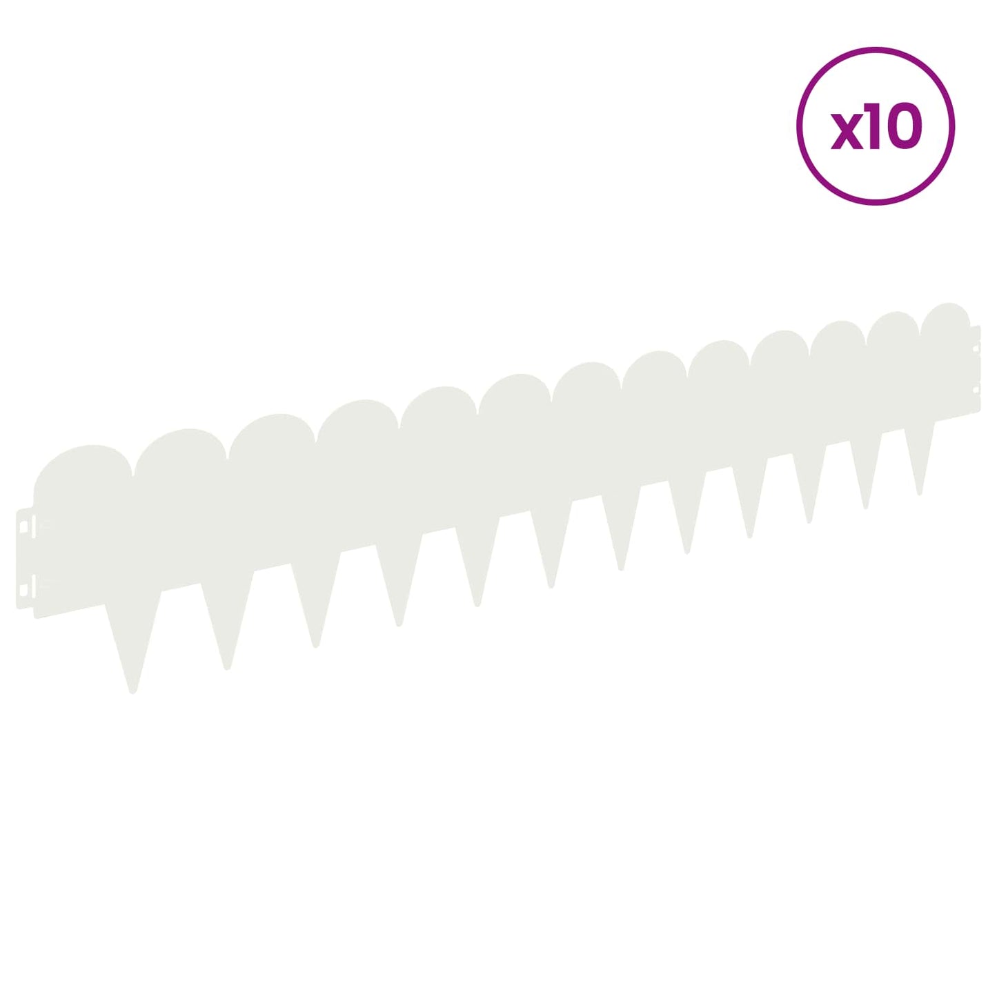 Lawn Edging 10 pcs 103 x 20 cm Steel White