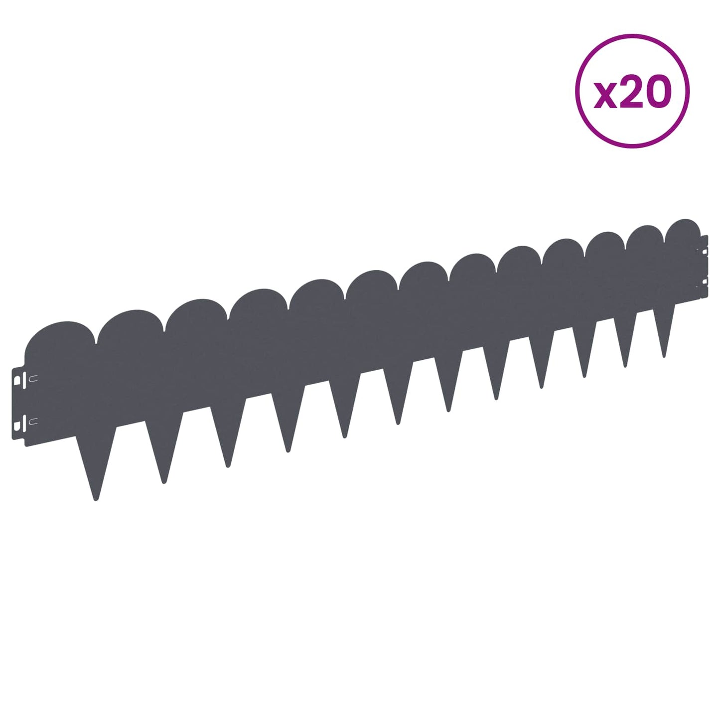 Lawn Edging 20 pcs 103 x 20 cm Steel Anthracite