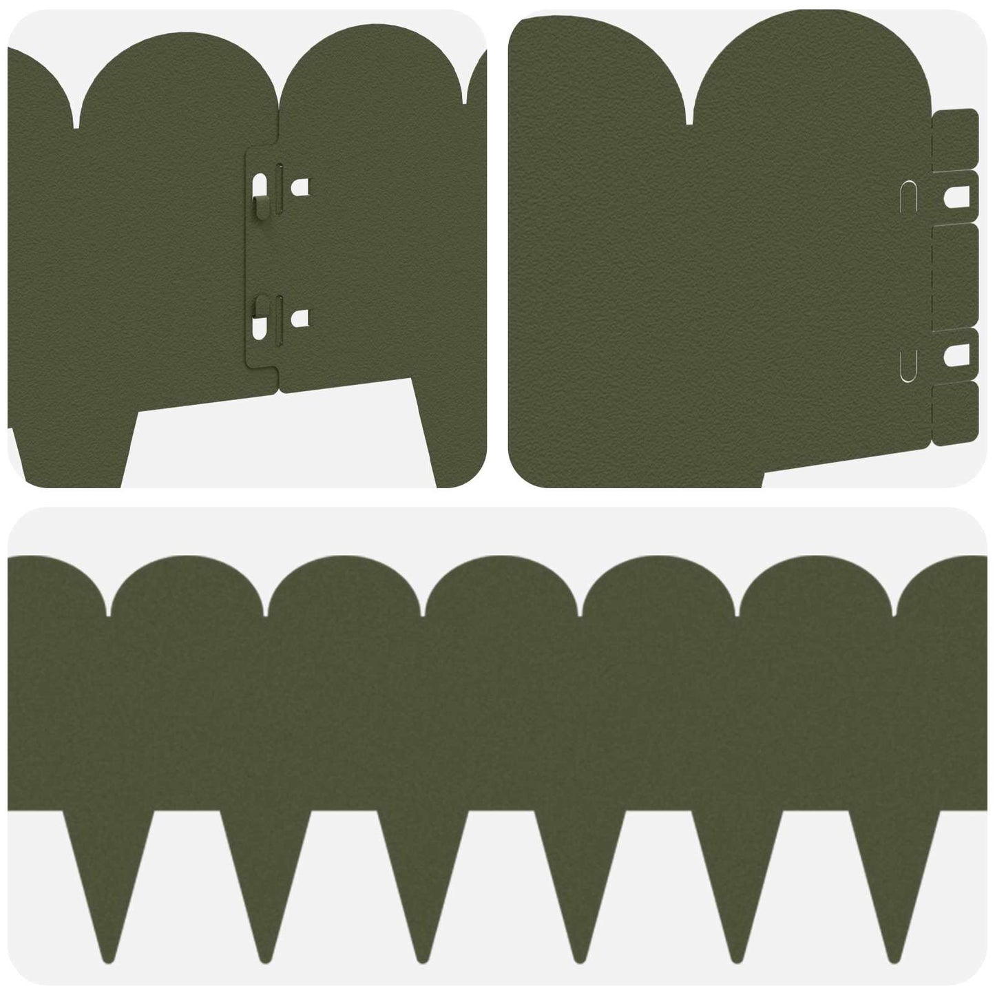 Lawn Edging 10 pcs 103 x 20 cm Steel Olive Green