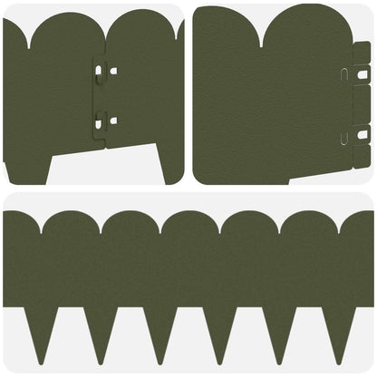 Lawn Edging 10 pcs 103 x 20 cm Steel Olive Green