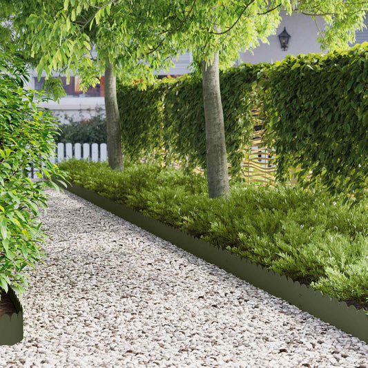 Lawn Edging 20 pcs 103 x 20 cm Steel Olive Green