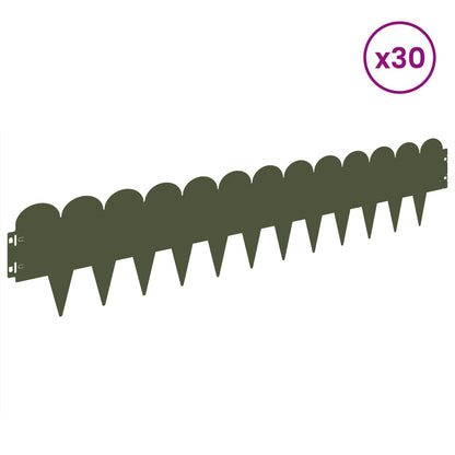 Lawn Edging 30 pcs 103 x 20 cm Steel Olive Green