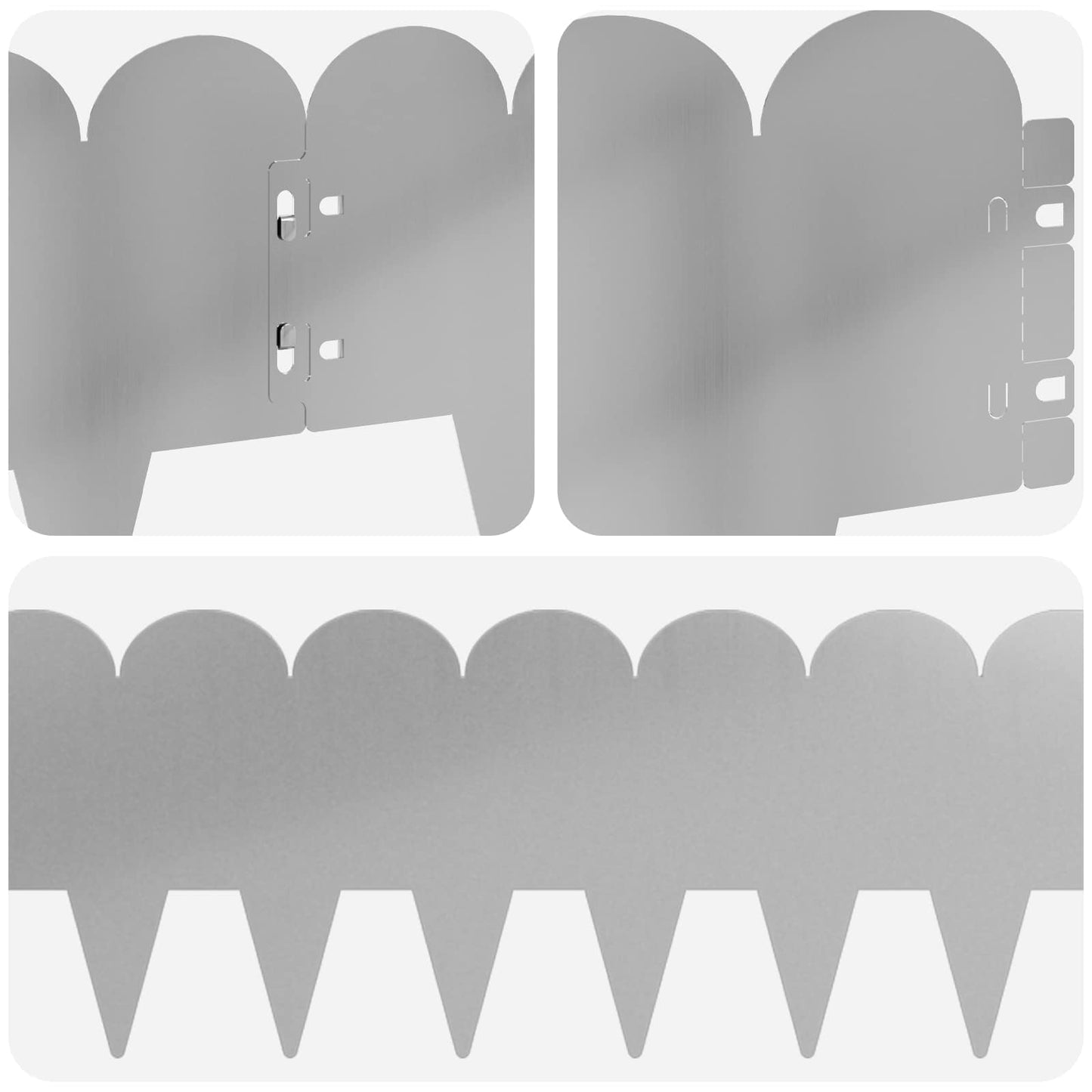 Lawn Edging 10 pcs 103 x 20 cm Steel Silver