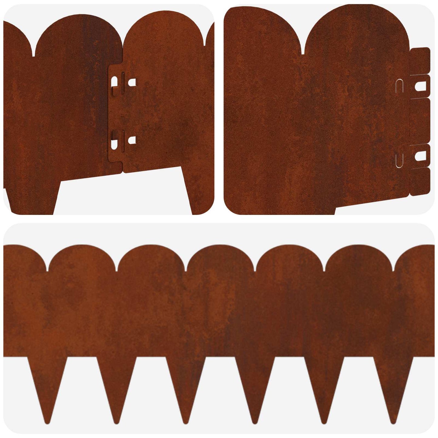 Lawn Edging 10 pcs 103 x 20 cm Steel Rusty