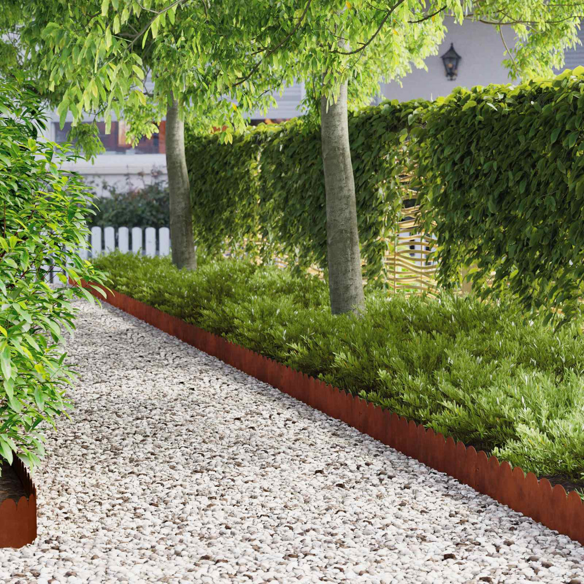 Lawn Edge Sharp&Round Top 10 pcs 103x20cm Steel Rusty