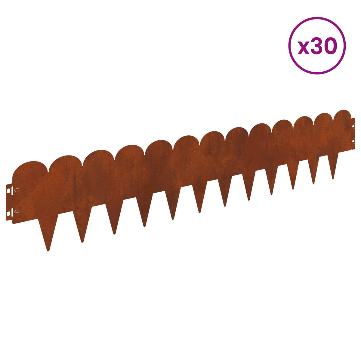 Lawn Edging 30 pcs 103 x 20 cm Steel Rusty