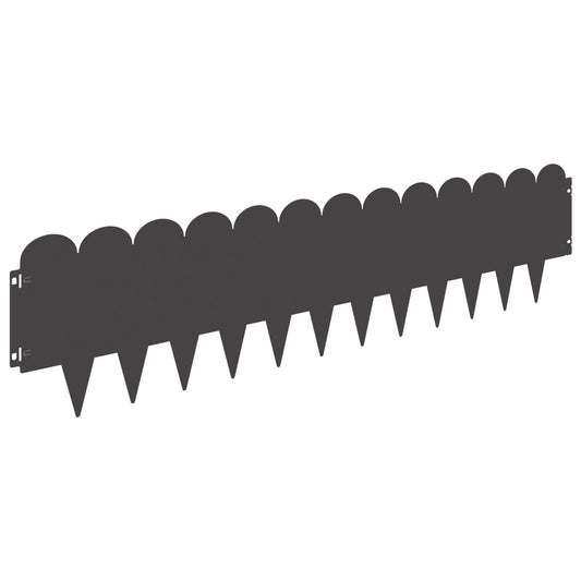Lawn Edging 10 pcs 103 x 25 cm Steel Black