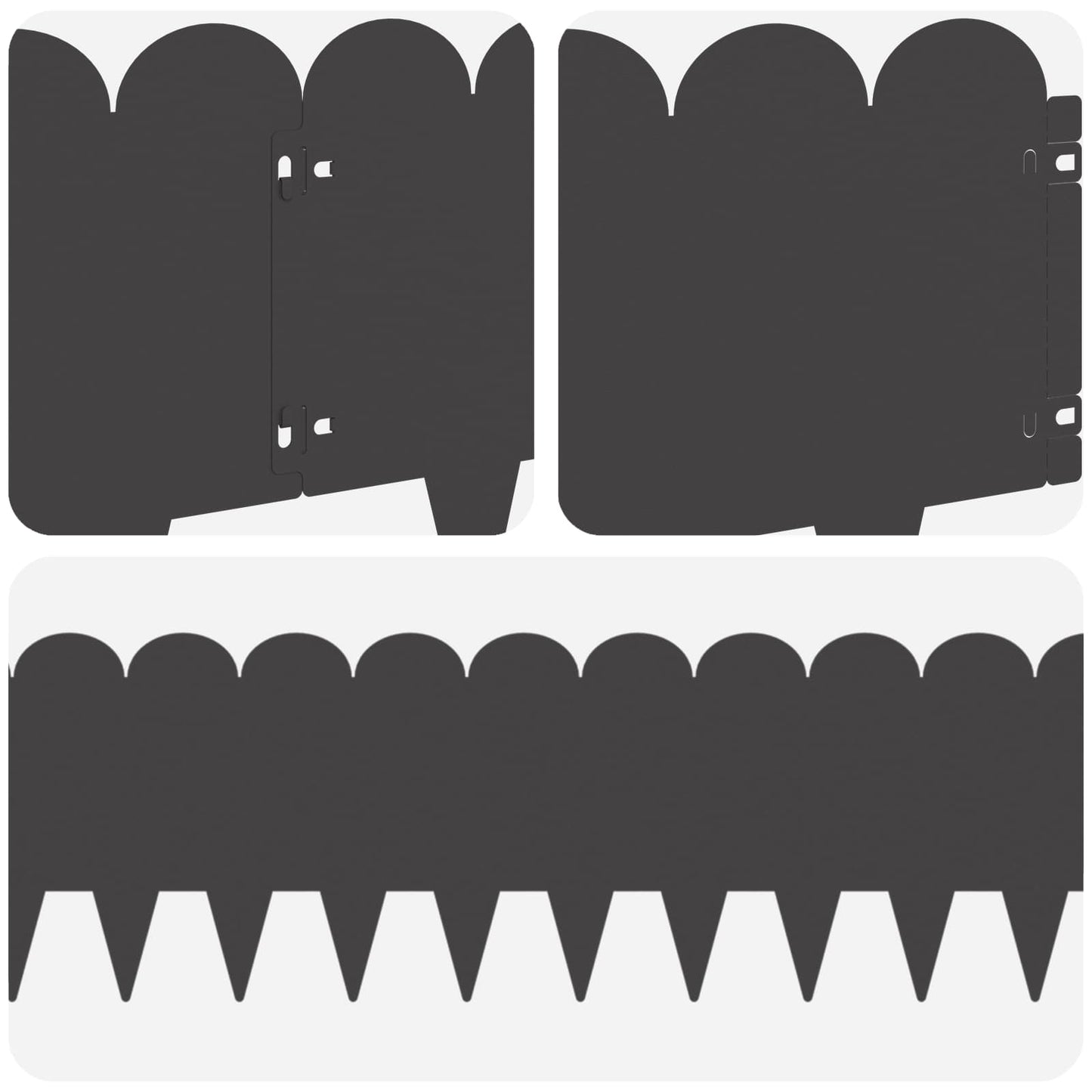 Lawn Edging 30 pcs 103 x 25 cm Steel Black