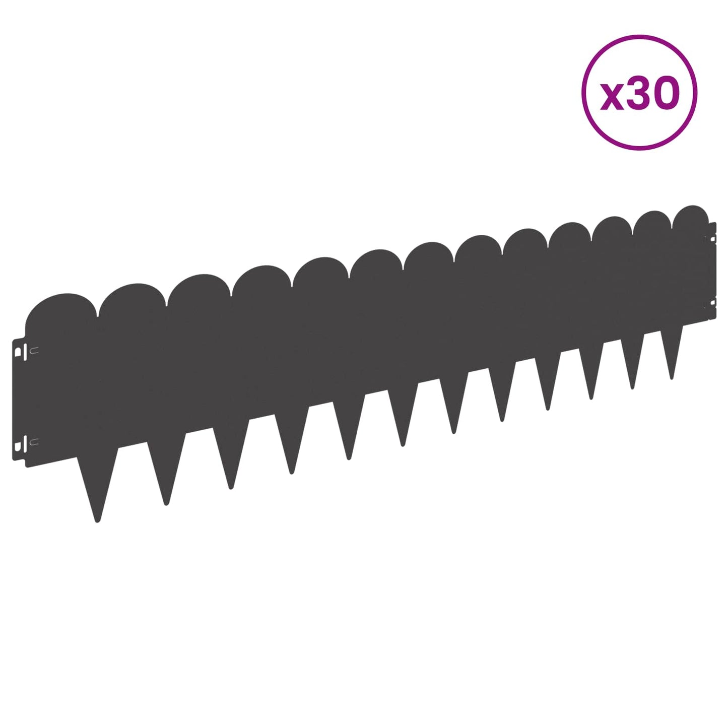 Lawn Edging 30 pcs 103 x 25 cm Steel Black
