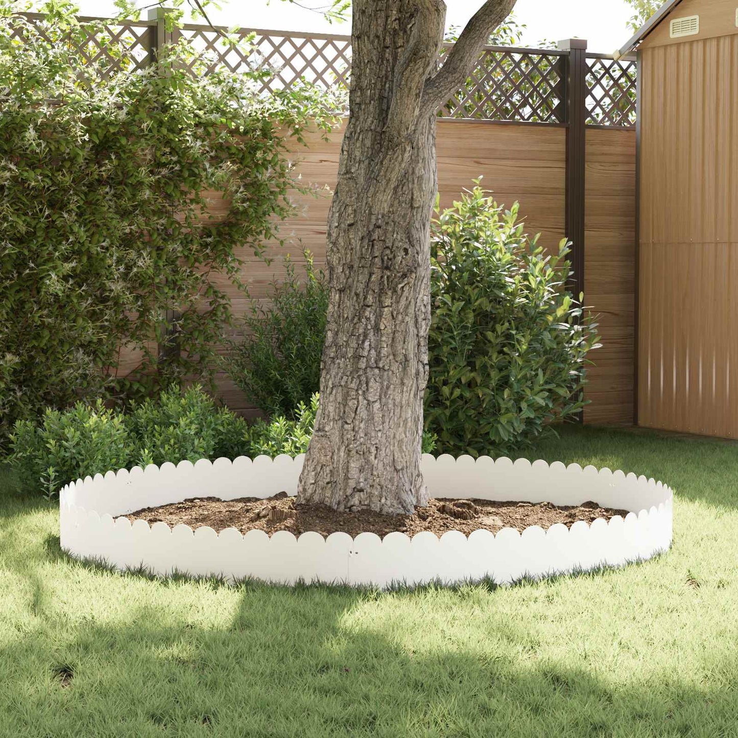 Lawn Edging 10 pcs 103 x 25 cm Steel White