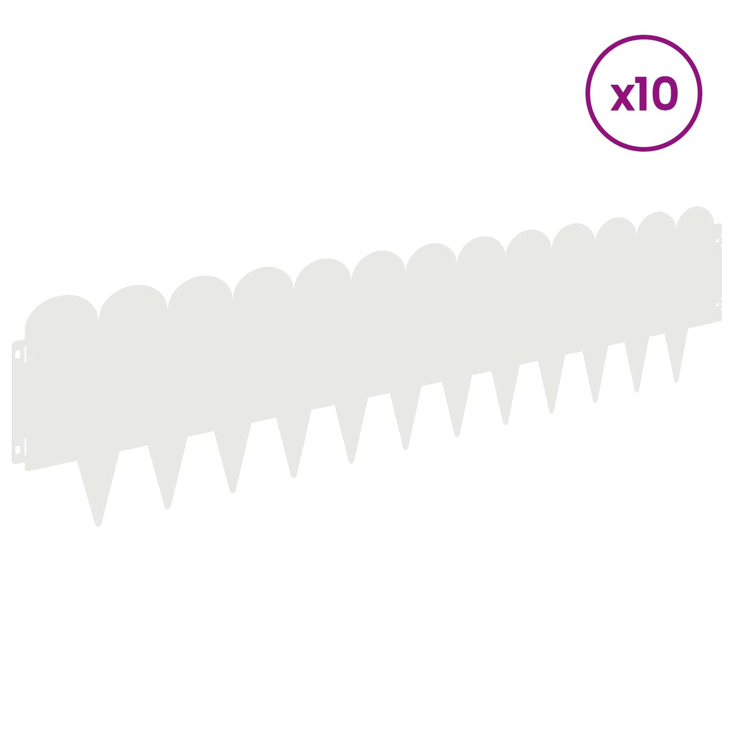 Lawn Edging 10 pcs 103 x 25 cm Steel White