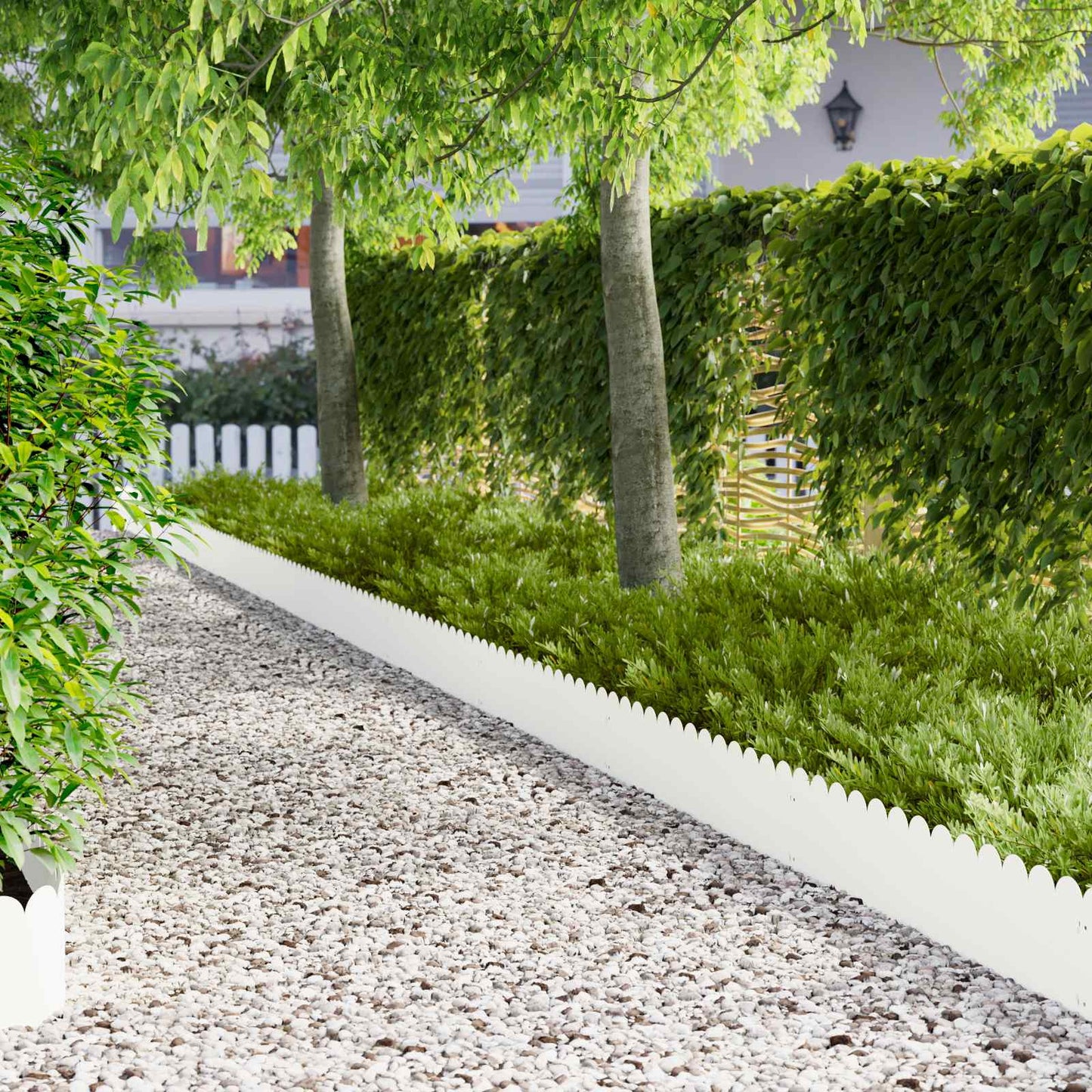 Lawn Edging 20 pcs 103 x 25 cm Steel White