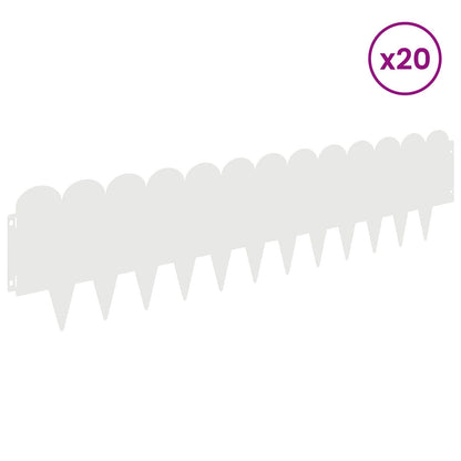 Lawn Edging 20 pcs 103 x 25 cm Steel White