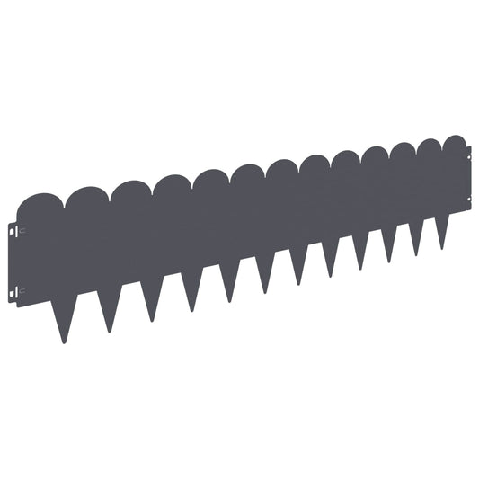 Lawn Edging 10 pcs 103 x 25 cm Steel Anthracite