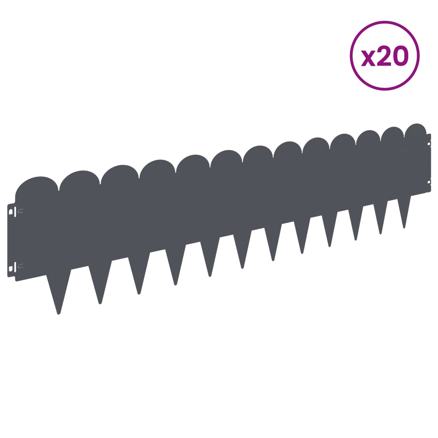 Lawn Edging 20 pcs 103 x 25 cm Steel Anthracite