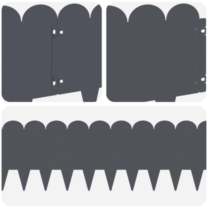 Lawn Edging 30 pcs 103 x 25 cm Steel Anthracite