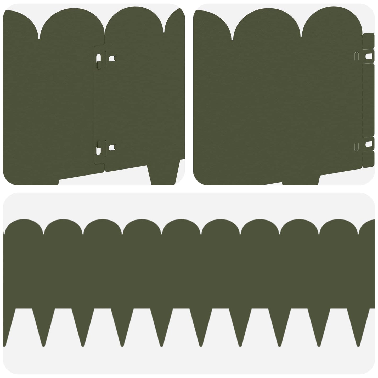 Lawn Edging 10 pcs 103 x 25 cm Steel Olive Green