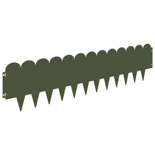 Lawn Edging 10 pcs 103 x 25 cm Steel Olive Green