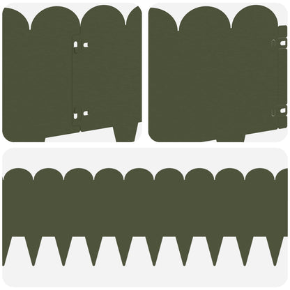 Lawn Edging 30 pcs 103 x 25 cm Steel Olive Green