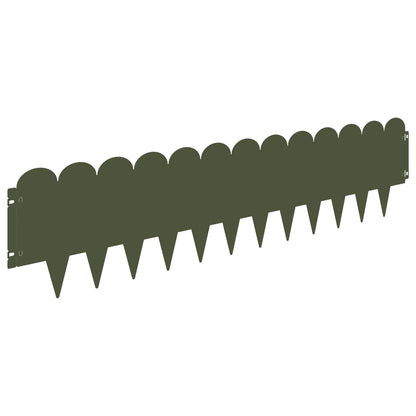 Lawn Edging 30 pcs 103 x 25 cm Steel Olive Green