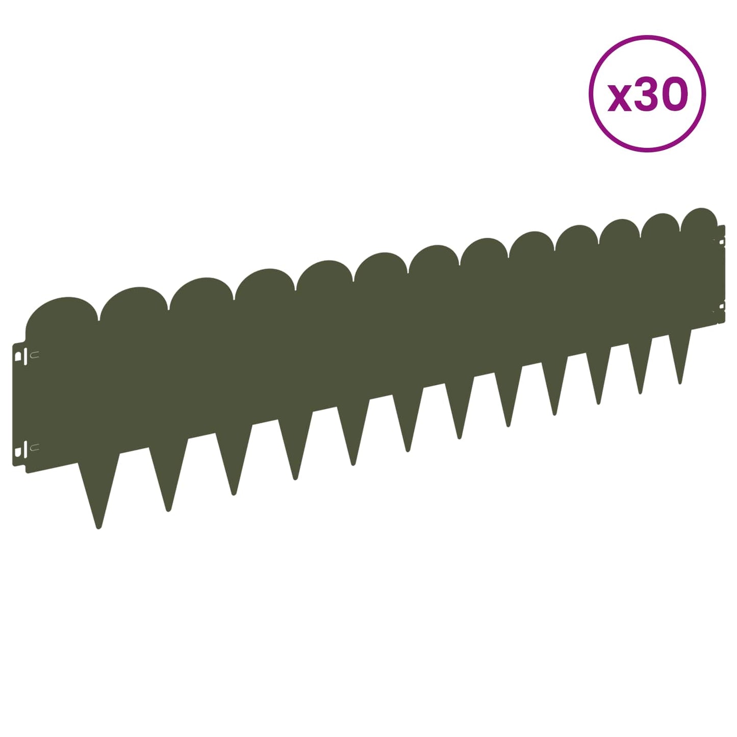 Lawn Edging 30 pcs 103 x 25 cm Steel Olive Green