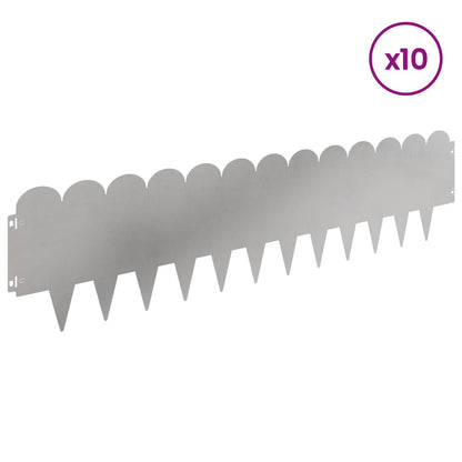 Lawn Edging 10 pcs 103 x 25 cm Steel Silver