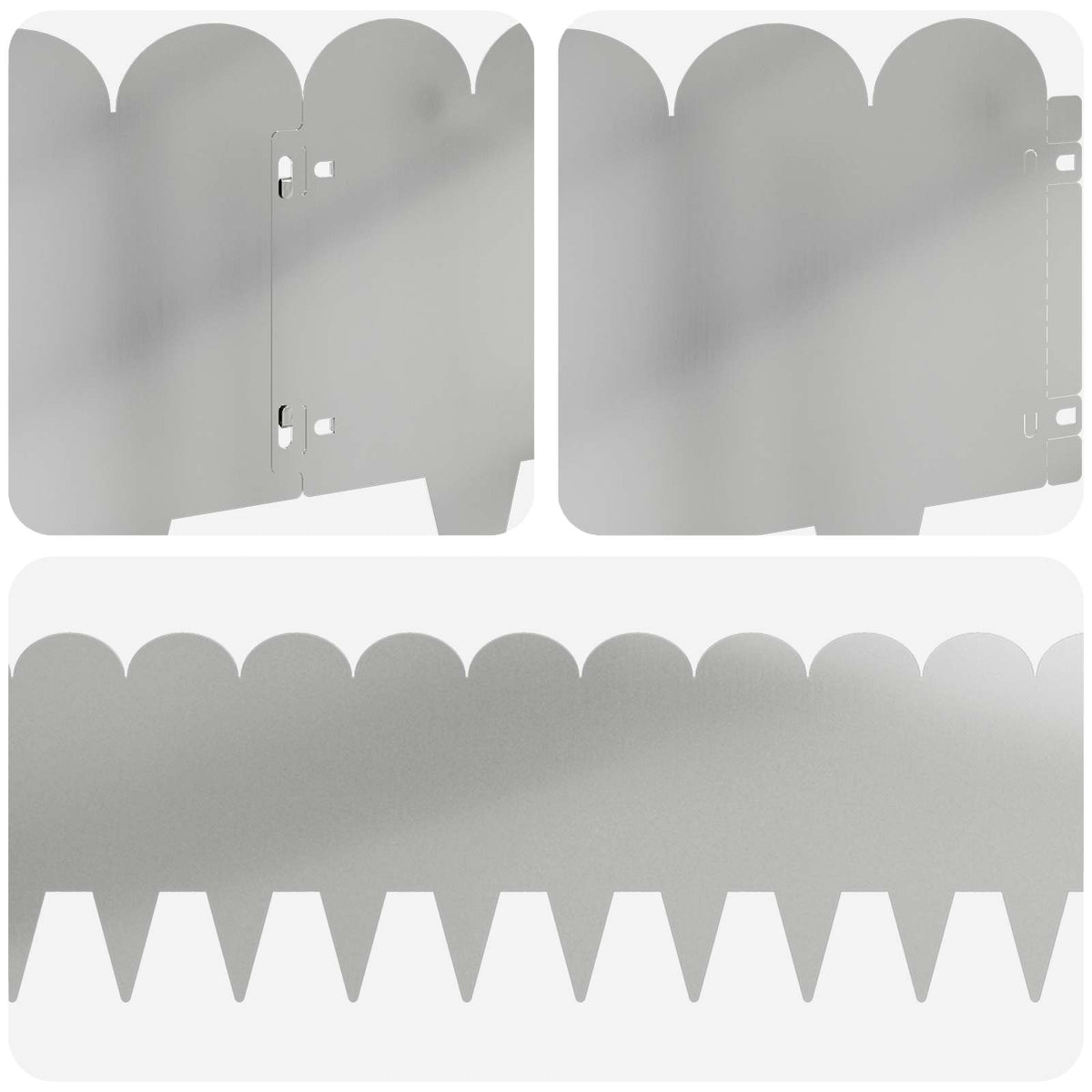 Lawn Edging 30 pcs 103 x 25 cm Steel Silver