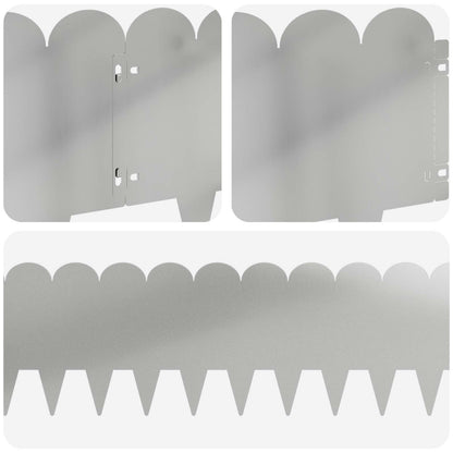 Lawn Edging 30 pcs 103 x 25 cm Steel Silver