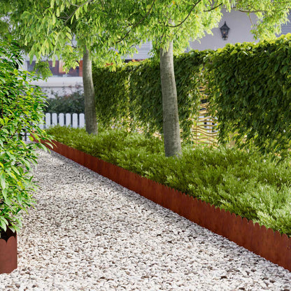 Lawn Edging 10 pcs 103 x 25 cm Steel Rusty