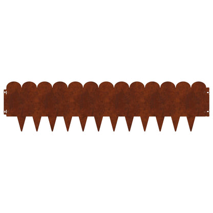 Lawn Edging 10 pcs 103 x 25 cm Steel Rusty