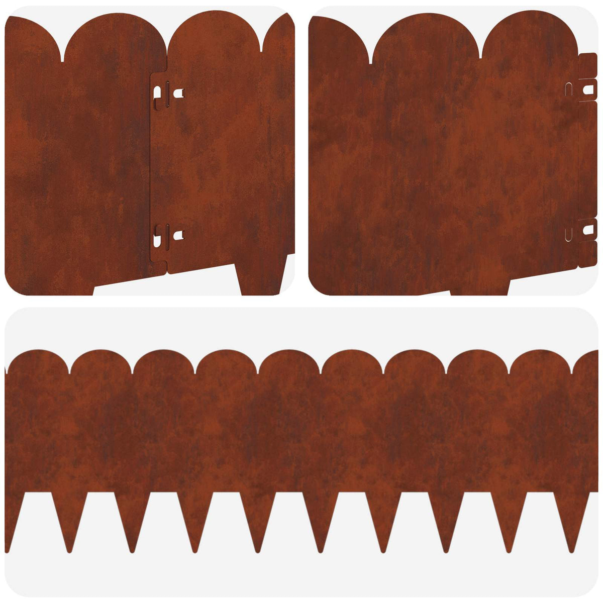 Lawn Edging 30 pcs 103 x 25 cm Steel Rusty