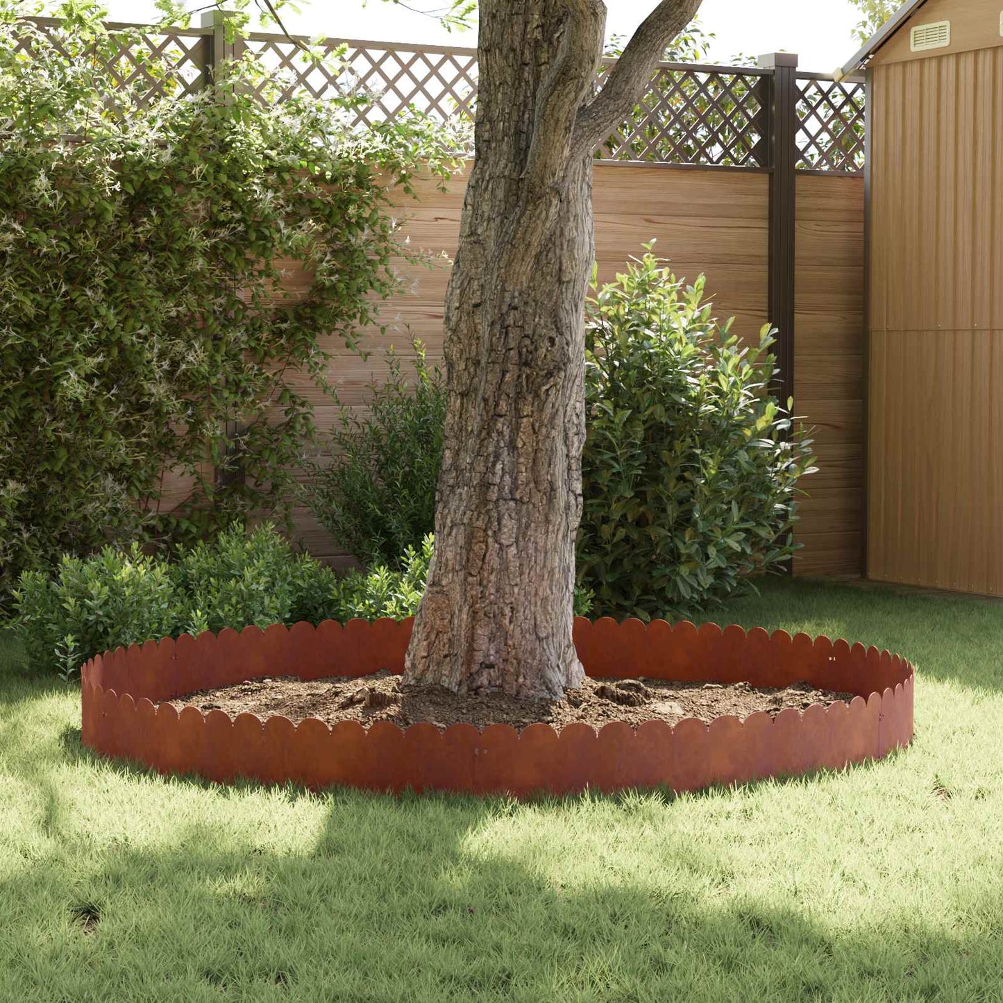 Lawn Edging 30 pcs 103 x 25 cm Steel Rusty