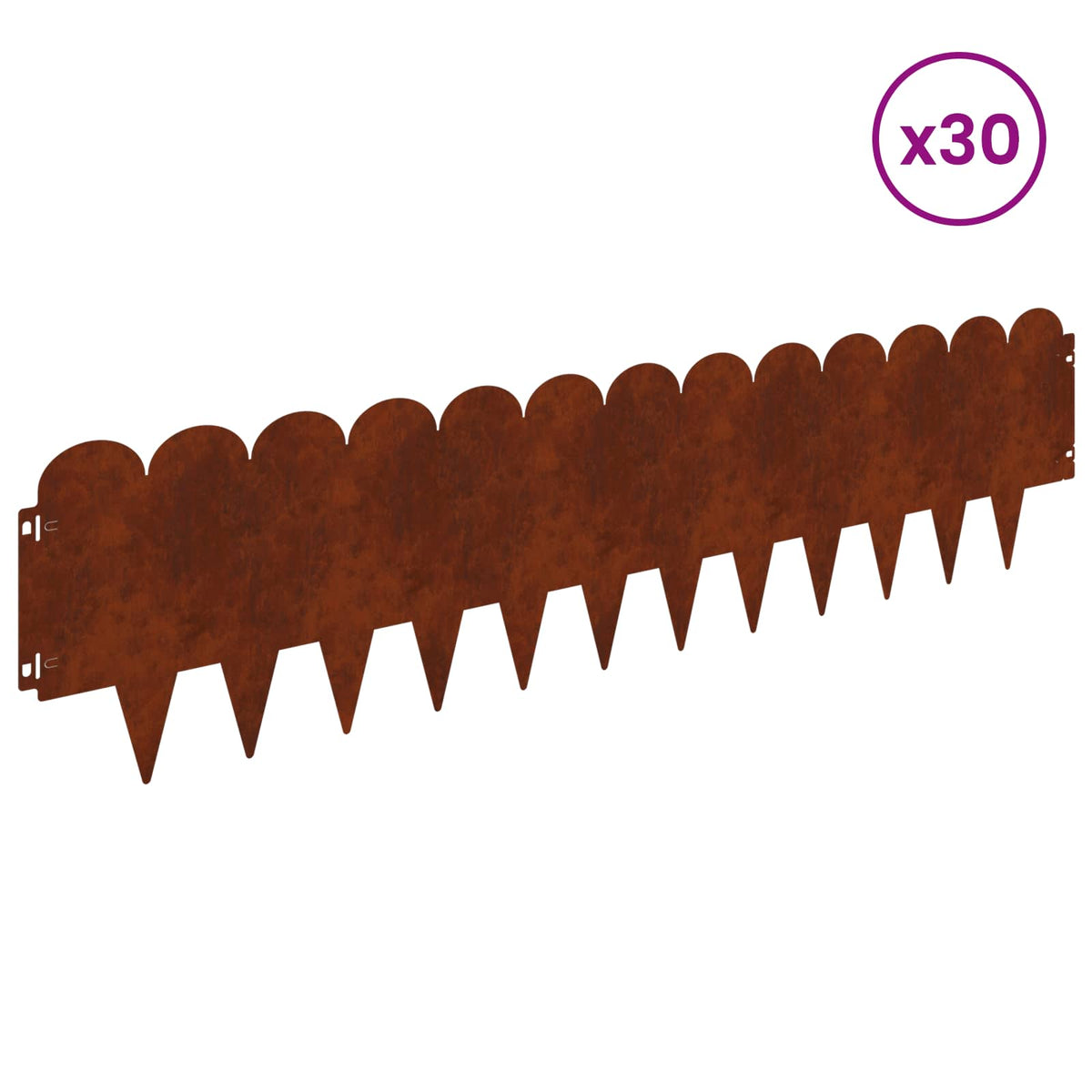Lawn Edging 30 pcs 103 x 25 cm Steel Rusty